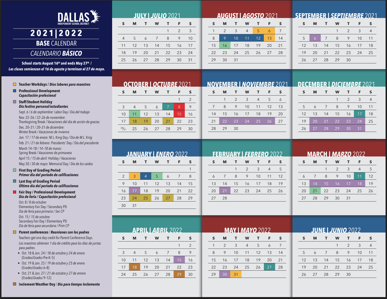 Hulcy STEAM 2021-2022 School Calendar